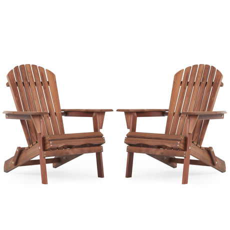 SoliWood Wooden Outdoor Folding Adirondack Chair Set of 2 HouseOfZazla