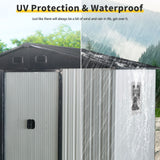 8Ft X 4Ft Outdoor Metal Storage Shed With Window And Metal Foundation For Backyard, Patio, Lawn