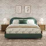 King Size Upholstered Platform Bed Frame with Rounded Corners