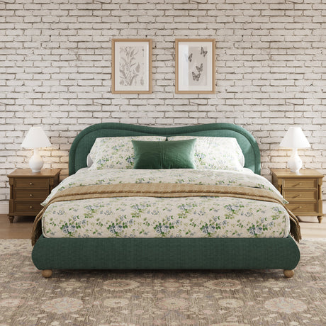 King Size Upholstered Platform Bed Frame with Rounded Corners HouseOfZazla