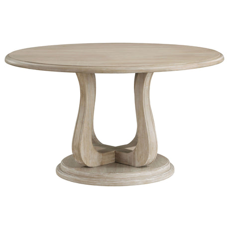 Rodota - 5 Piece Round Dining Table Set With Upholstered Chairs - White Washed HouseOfZazla