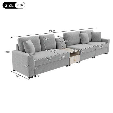 Modular Sofa Couch With Storage Armrest And Center Console HouseOfZazla