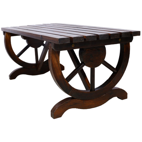 Outdoor Rustic Wooden Bench with Wagon Wheel Legs HouseOfZazla