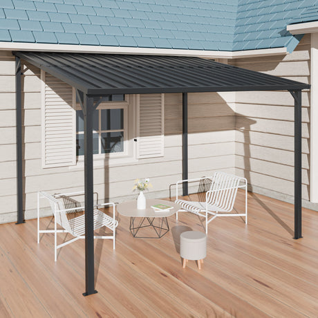Outdoor Pergola 8' x 10' Metal Inclined Roof HouseOfZazla