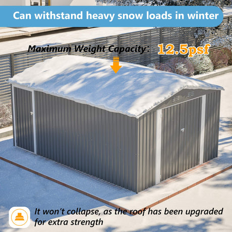 10x14 Ft Outdoor Metal Storage Shed HouseOfZazla