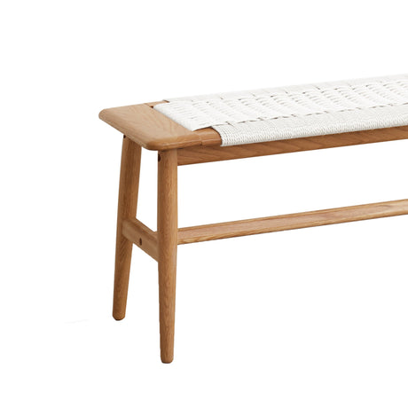 Design Natural Oak Wood Dining Bench with Handwoven Cane Seat in White HouseOfZazla