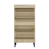 Modern Rattan 3 Door Shoe Rack Cabinet for Entryway