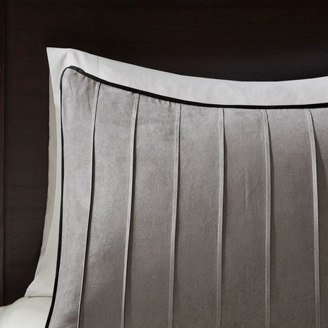 7 Piece Faux Suede Comforter Set Grey Queen HouseOfZazla