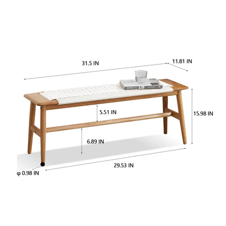 Design Natural Oak Wood Dining Bench with Handwoven Cane Seat in White HouseOfZazla