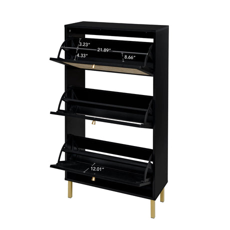 Modern Rattan 3 Door Shoe Rack Cabinet for Entryway HouseOfZazla