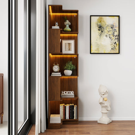 Corner Book Shelf - 5 Tier Corner Bookshelf HouseOfZazla