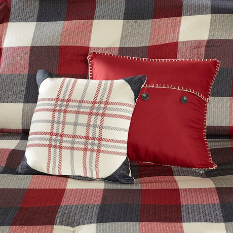 7 Piece Herringbone Comforter Set Red King HouseOfZazla