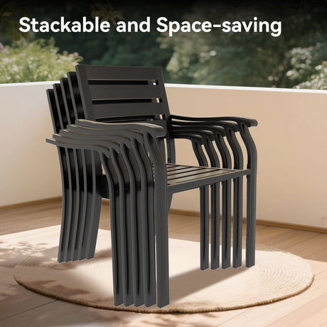 VRSHWO Iron Terrace Dining Chairs Set of 2 - Black HouseOfZazla