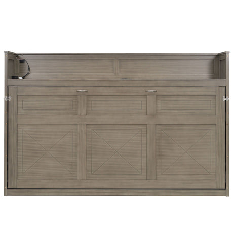 Murphy Bed With Desk, LED Light And USB Charging Station HouseOfZazla