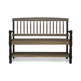 Slatted Bench With Built In Shelf