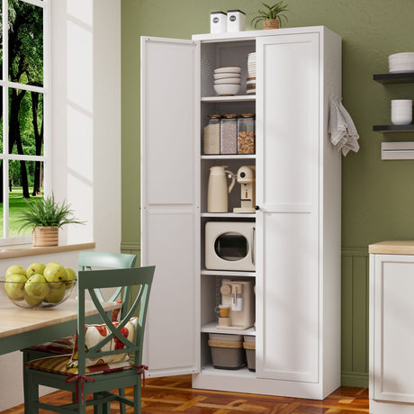 Kitchen Pantry Cabinet With Doors, Heavy-Duty Freestanding Storage Organizer HouseOfZazla
