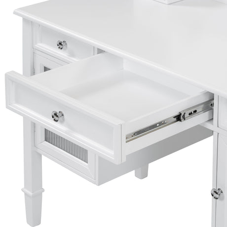 Elegant Makeup Vanity Desk With Adjustable Mirror And Storage And Construction - White HouseOfZazla
