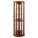 6 Shelf Lighted Corner Curio Cabinet With Adjustable Tempered Glass Shelves And Mirror Back (E26 Light Bulb Not Included) HouseOfZazla