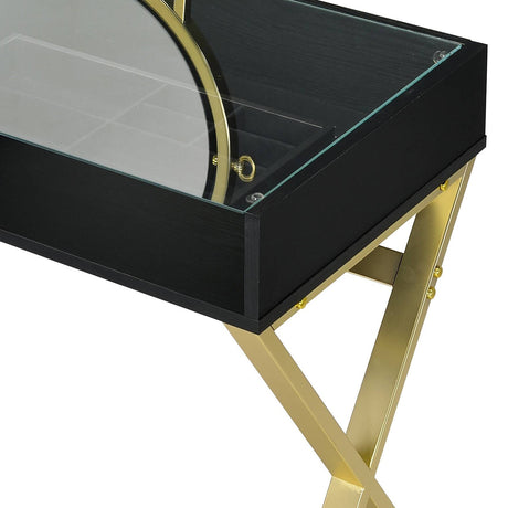 Black & Gold Finish Vanity Desk HouseOfZazla