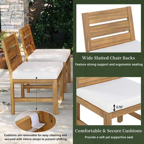 U_STYLE Farmhouse 5-Piece Outdoor Patio Dining Set with Adjustable Legs HouseOfZazla