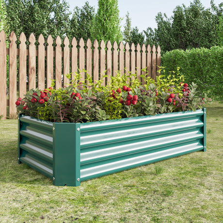 Metal Raised Garden Bed, Rectangle Raised Planter 4×2×1ft HouseOfZazla