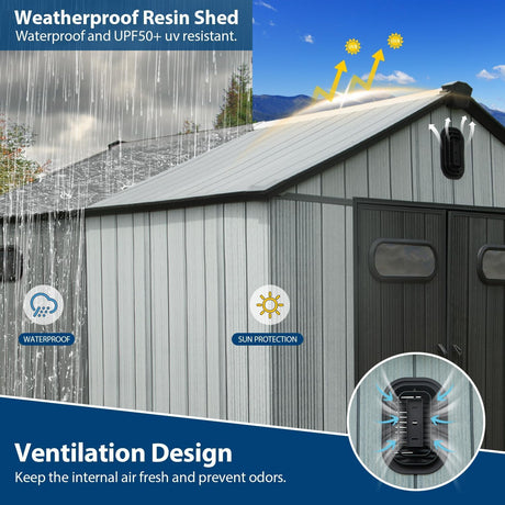 8x16Ft Resin Outdoor Storage Shed with Carpet HouseOfZazla