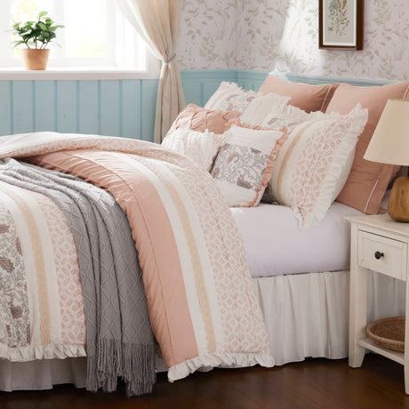 9 Piece Cotton Percale Comforter Set Blush HouseOfZazla