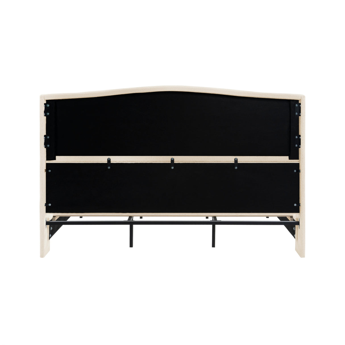 King Size Bed Frame with Upholstered Teddy Velvet Headboard