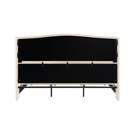 King Size Bed Frame with Upholstered Teddy Velvet Headboard HouseOfZazla