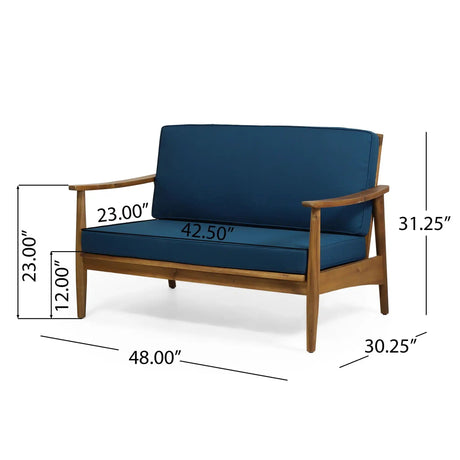Outdoor Acacia Wood Loveseat Set With Coffee Table HouseOfZazla