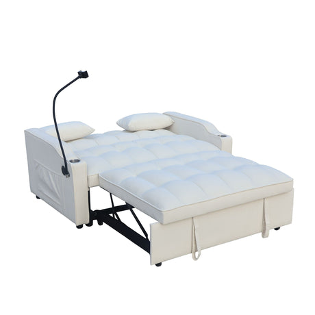 Modern Loveseat Futon Sofa With Pullout Bed, Adjustable Reclining Backrest, Toss Pillows HouseOfZazla