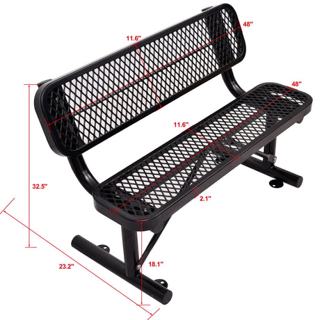 6' Outdoor Steel Bench With Backrest HouseOfZazla