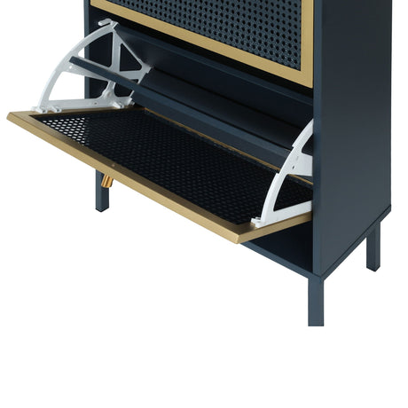 Modern Rattan 3 Door Shoe Rack Cabinet for Entryway HouseOfZazla