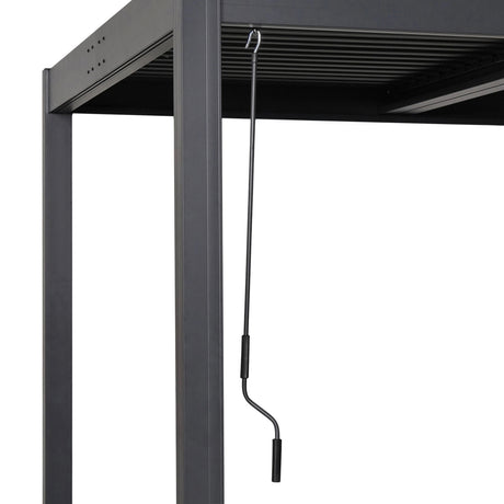 Byron Black Outdoor Pergola Aluminum with Adjustable Louvered Roof HouseOfZazla