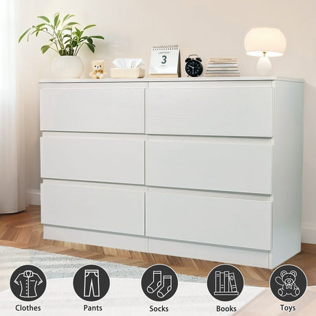 6 Drawer Dresser With Spacious Countertop And Concealed Handles HouseOfZazla