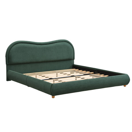 King Size Upholstered Platform Bed Frame with Rounded Corners HouseOfZazla
