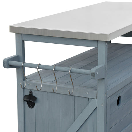 K&K Outdoor Kitchen Island, Rolling Bar Cart & Storage Cabinet HouseOfZazla