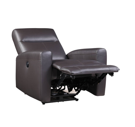 Blane Top Grain Leather Match Power Motion Recliner - Brown HouseOfZazla