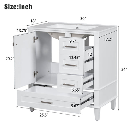 Bathroom Vanity, Modern Bathroom Cabinet With Sink Combo Set, Bathroom Storage Cabinet With A Soft Closing Door And 3 Drawers, Solid Wood Frame HouseOfZazla