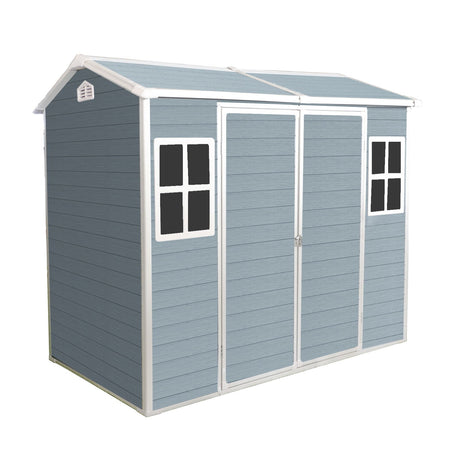 Resin Outdoor Storage Shed With Two - Window And Double - Door, Plastic Shed With Floor For Gargen, Patio, Yard, Lawn HouseOfZazla