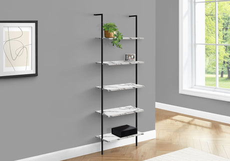 5-Tier Ladder Bookshelf with Marble Look for Office & Home HouseOfZazla