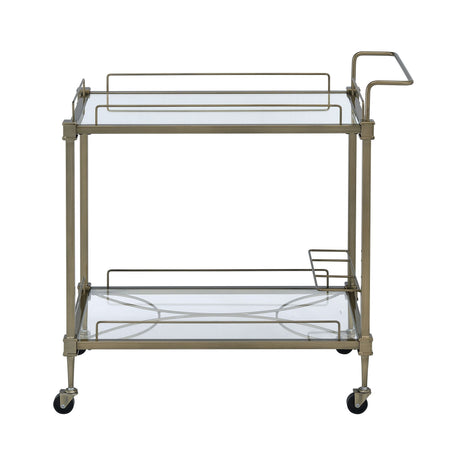 Aditya Mirrored & Antique Brass Finish Serving Cart HouseOfZazla