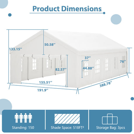 16x32FT Party Tent Heavy Duty Large Wedding Event Shelters HouseOfZazla