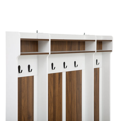 5 In 1 Entryway Bench With Coat Rack, 7 Sturdy Hooks, 2 Spacious Drawers And Adjustable Shelves HouseOfZazla