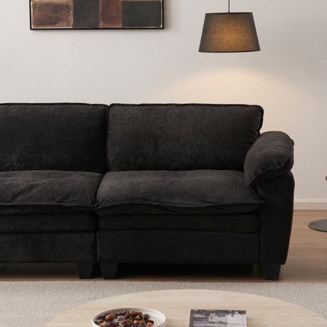 Living Room Furniture Big Loveseat Luxury Couch with Soft Chenille Upholstered Sofa Black HouseOfZazla
