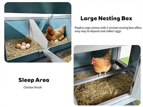 141" Large Wooden Chicken Coop with Nesting Box and Wire Fence HouseOfZazla