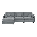 L-Shaped Sectional Sofa With Ottoman, Convertible 4 Seater Couch HouseOfZazla