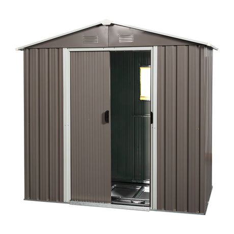 88.98" Outdoor Metal Storage Shed With Window HouseOfZazla