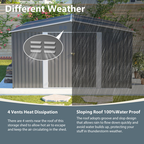 12×14 ft Outdoor Metal Storage Shed HouseOfZazla