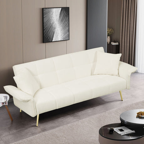 Convertible Double Futon Sofa Bed With Folding Armrests For Living Rooms HouseOfZazla